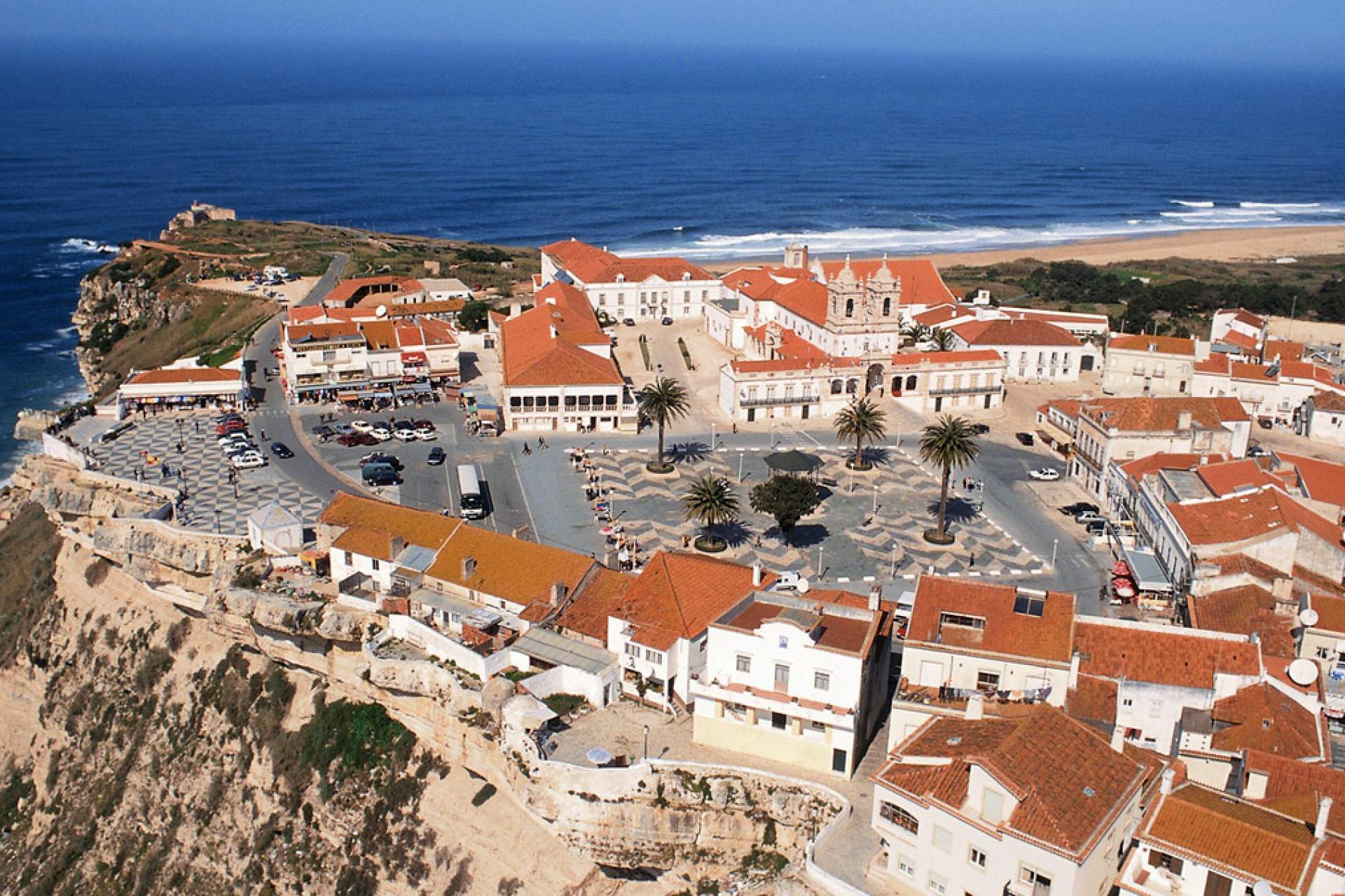 Aerial view of the Shrine of Our Lady of Nazaré, the Nazaré Way, Fátima Ways / Nazaré / RTLF