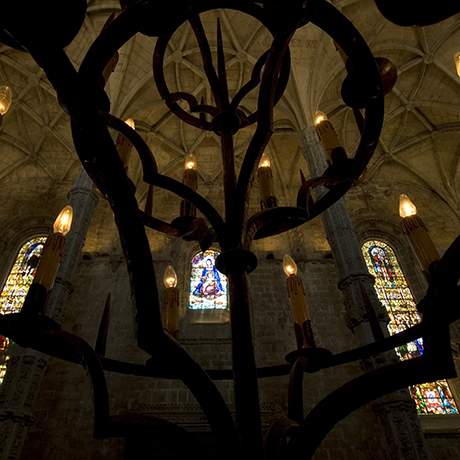 bóveda y vidrieras de la iglesia, Monasterio de los Jerónimos