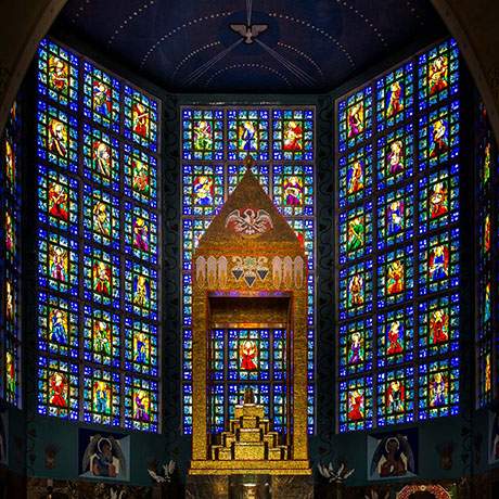 Stained glass window in Our Lady of Fátima's Church, Lisbon