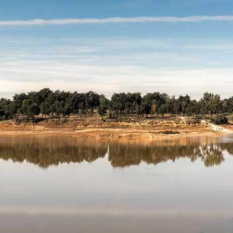 Reservoir of Sernes dam, Central Portuguese Way of Saint James Alentejo and Ribatejo